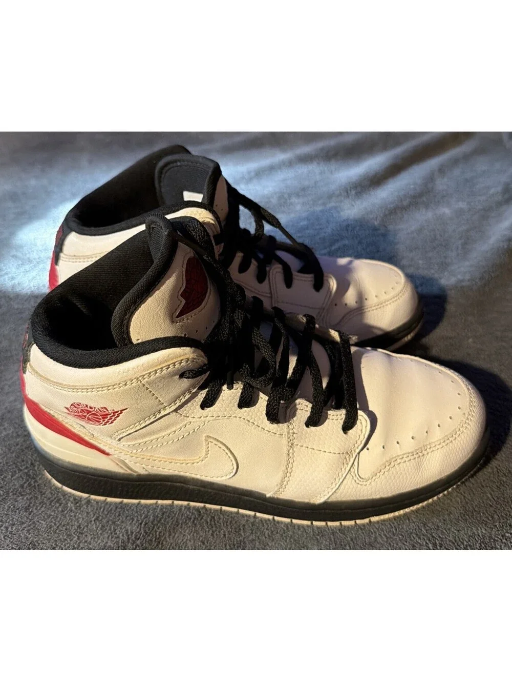 Nike Air Jordan 1 Retro ‘86 White Gym Red Black Sz 4.5YW 644491-101